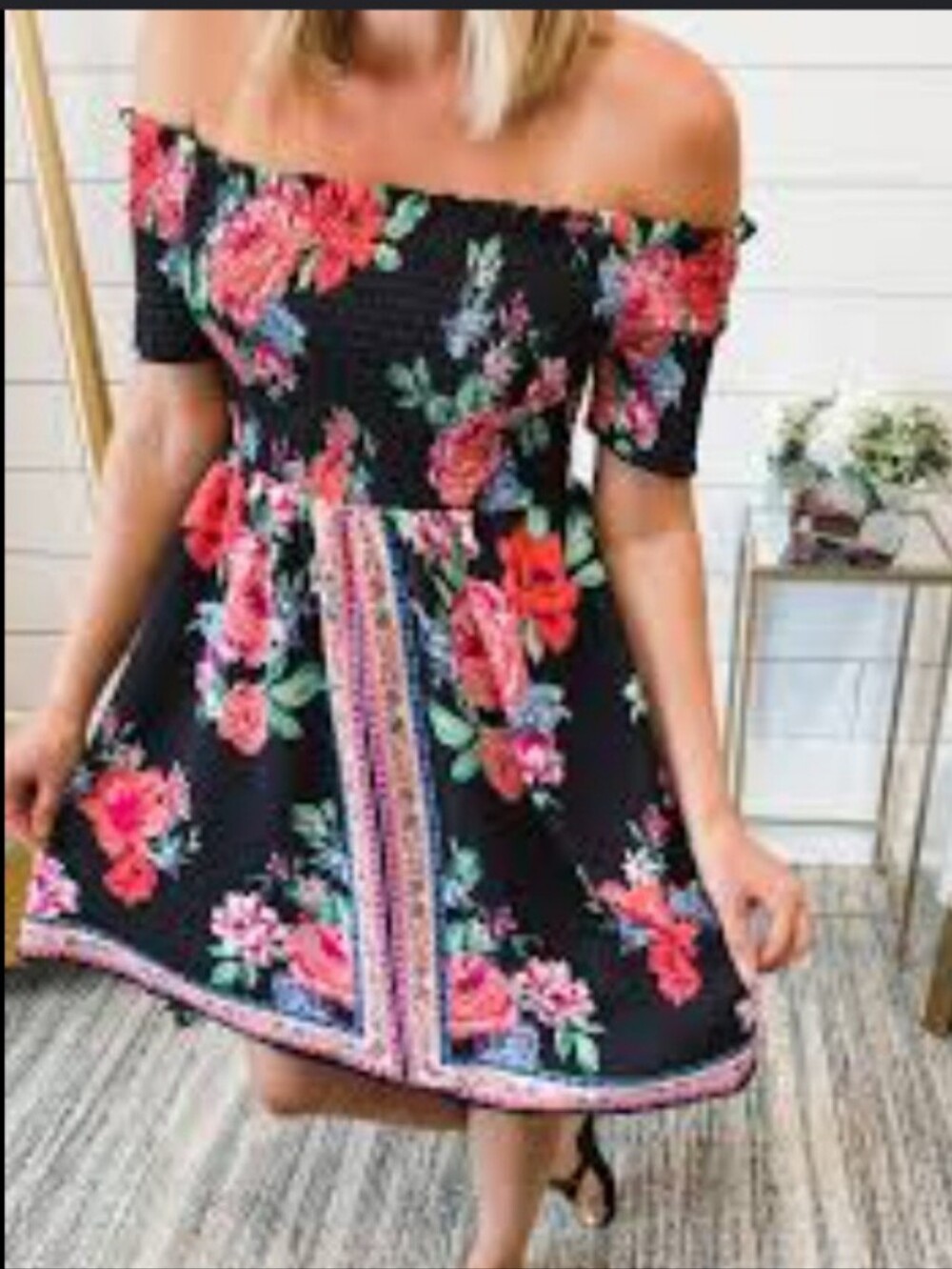 NWOT Large  Flying Tomato Gorgeous Floral Off-Shoulder Dress  Boutique Exclusive